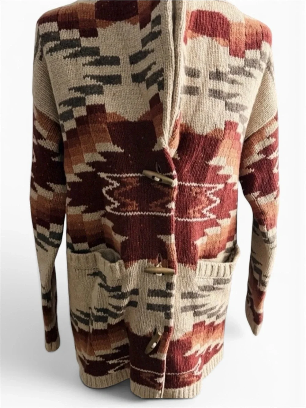 Faherty Thunder Voice Eagle Lehi Wool Blend Cardigan in Sunset Southwest Aztec M - Picture 5 of 9